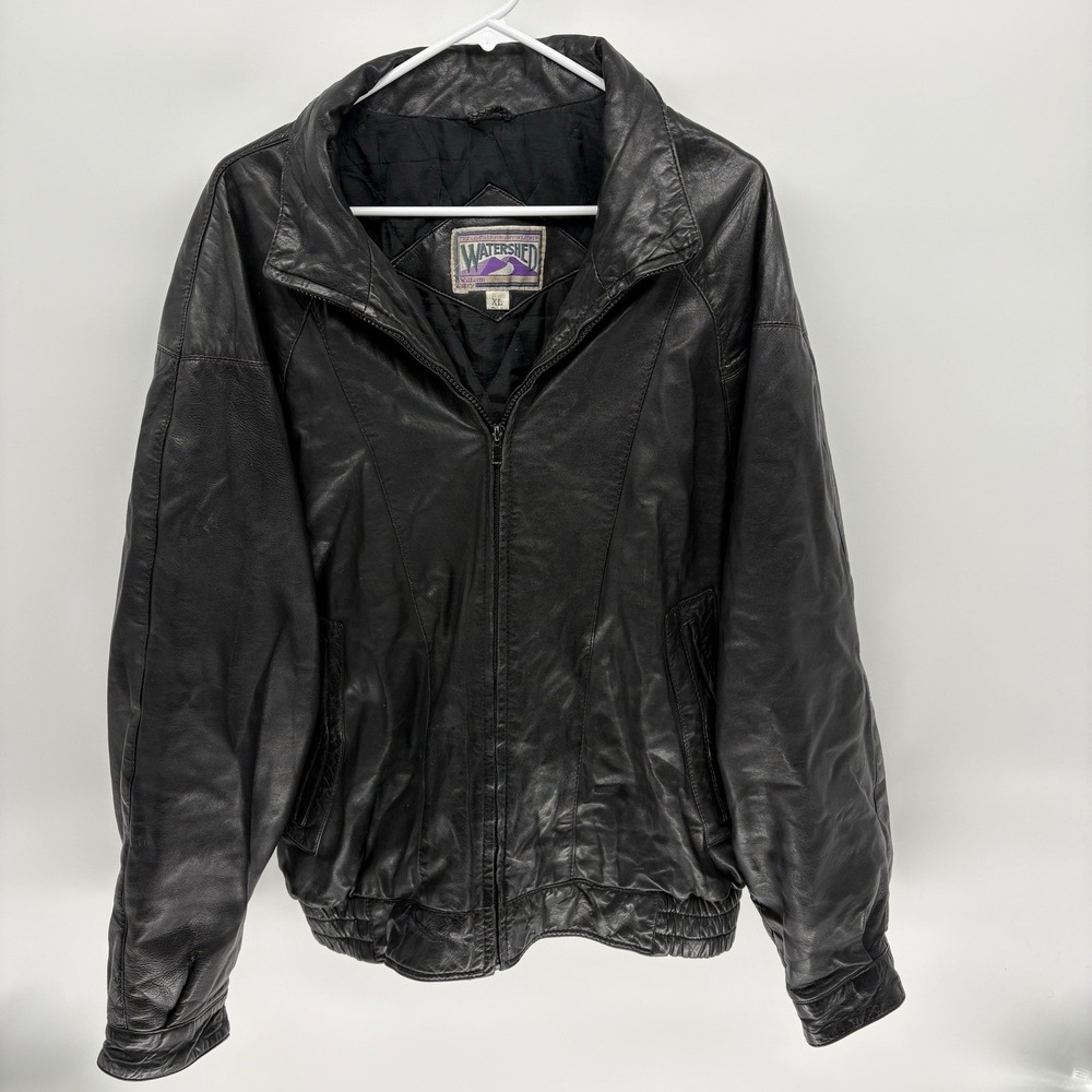 Vintage 80s 90s Watershed William Barry Lamb Skin Leather Bomber Jacket Men's XL